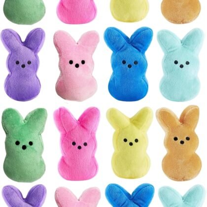 16PCS Easter Stuffed Bunny Plush Toys,Easter Basket Stuffers Egg Fillers,Easter Bunny Bulk Stuffed Animals Plushie for Kids Boys Girls Party Favors Gifts