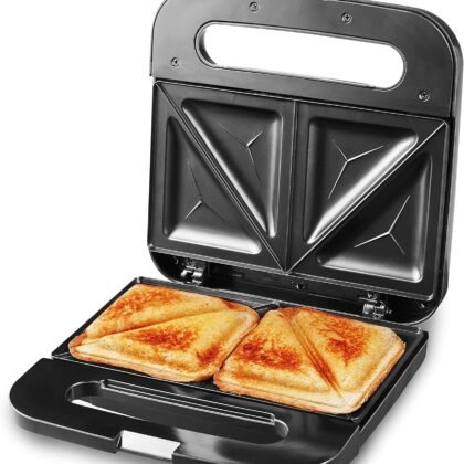 Elite Gourmet ESM2207XSS Sandwich Panini Maker Grilled Cheese, Machine Tuna Melt Omelets Non-stick Cooking Surface, 2 Slice, 750 Watts, Stainless Steel
