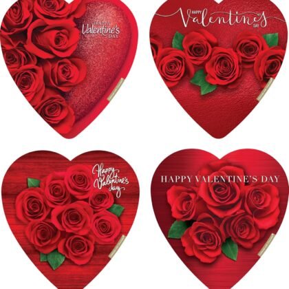 Elmer Chocolate Valentine's Day Rose Bouquet Design Heart Shaped, 6 Ounce Chocolate Gift Box