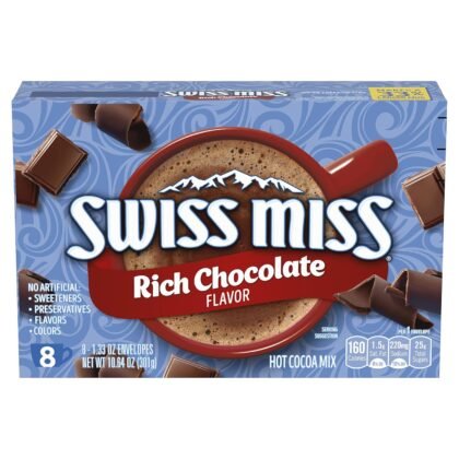 Swiss Miss Rich Chocolate Flavored Hot Cocoa Mix, Hot Cocoa Bar Supplies, 1.33 oz., 8-Count Envelopes