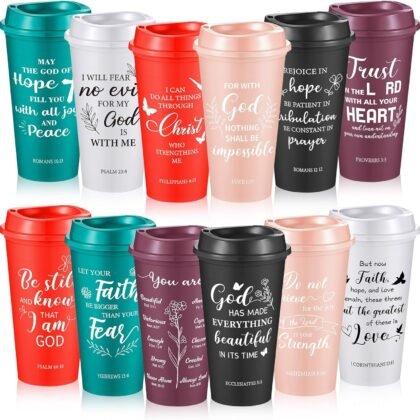 24 Pcs Christian Cups Bulk for Women, Easter Christian Gifts Coffee Mugs with Bible Verse 16oz Tumblers Spiritual Cups for Prayer Church Easter Religious Gifts (Bible,Solid Color)