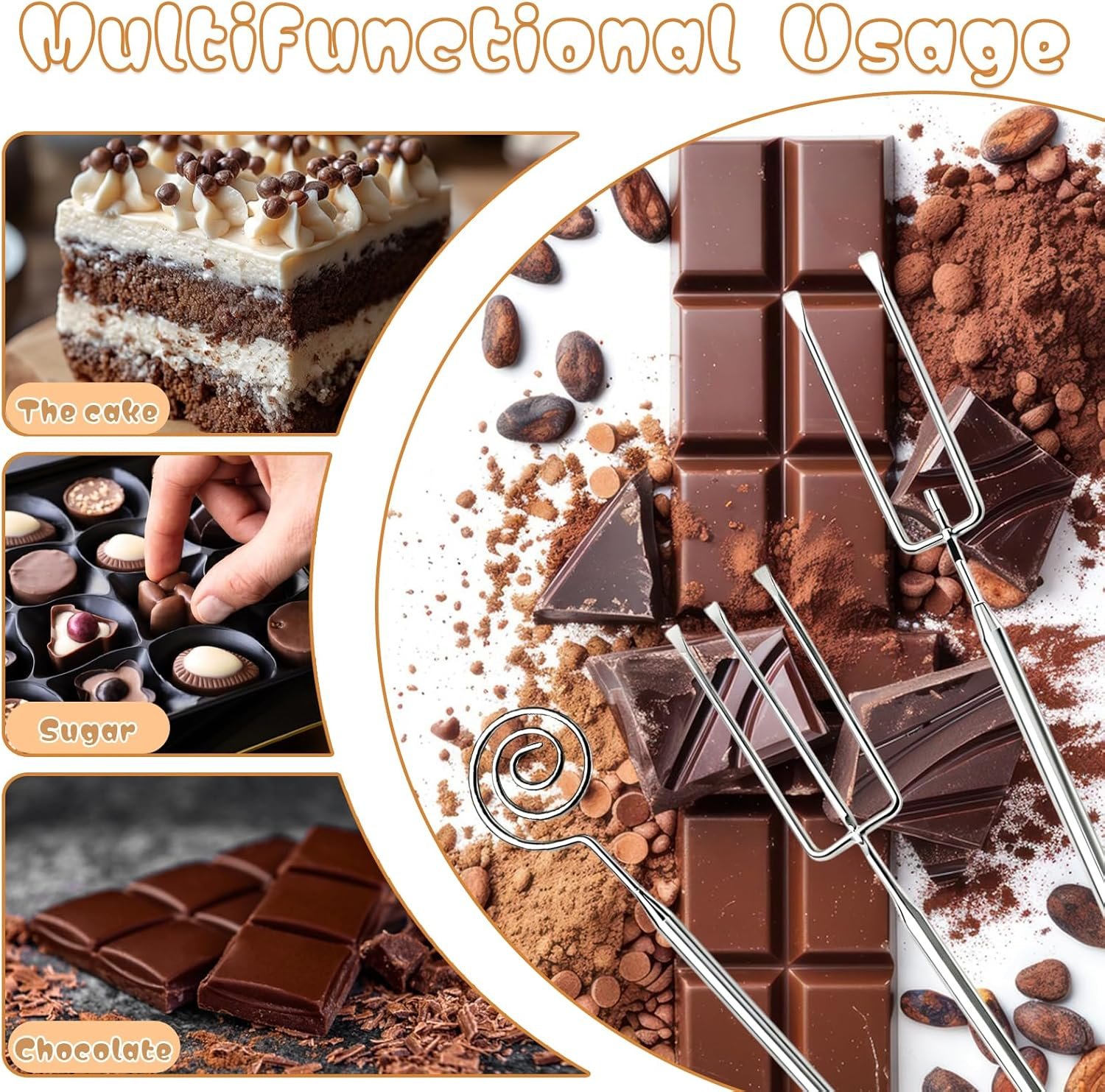 3Pcs Professional Chocolate Dipping Tools Set - Stainless Steel Candy Dipping Tools, Fondue Forks with Slotted Spoon, Candy Making Tool Baking Supplies for Candy Making, Truffles, Cake Decorating - Image 6