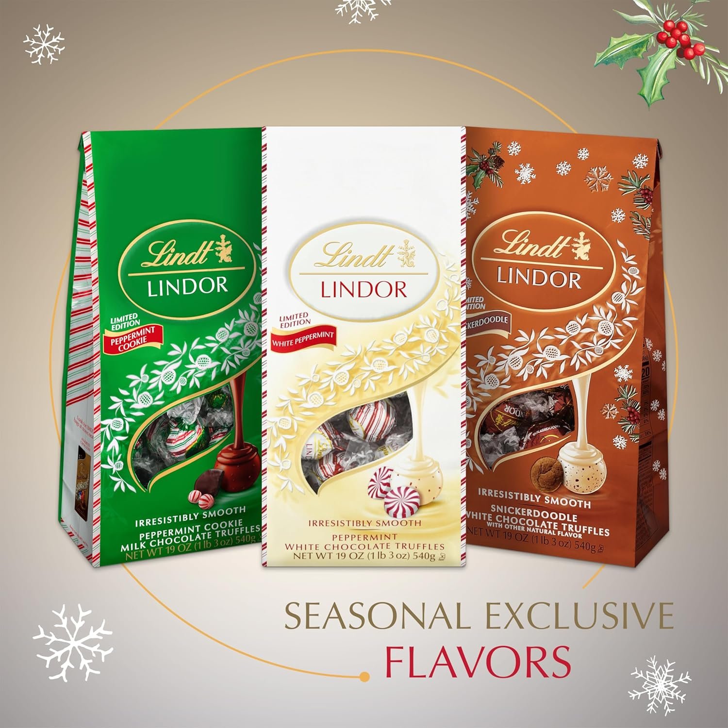 Lindt LINDOR White Chocolate Peppermint Candy Truffles with Smooth Peppermint Truffle Center, 19 oz. Bag - Image 7