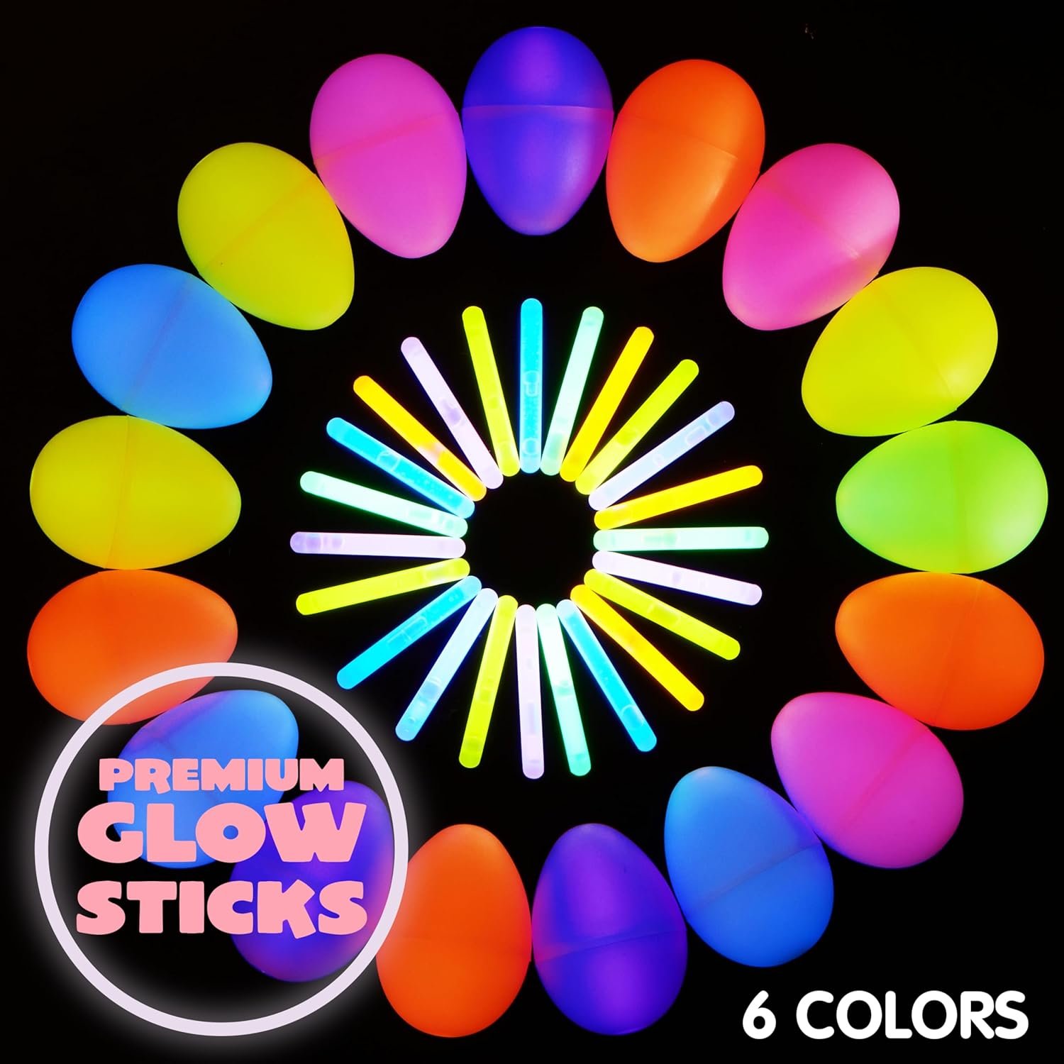 JOYIN 200 Pcs Easter Egg with 300 Pcs Easter Glow Sticks, Glow in the Dark for Kids Easter Basket Stuffers, Easter Egg Hunt Party Favors Classroom Decorations Supplies - Image 7
