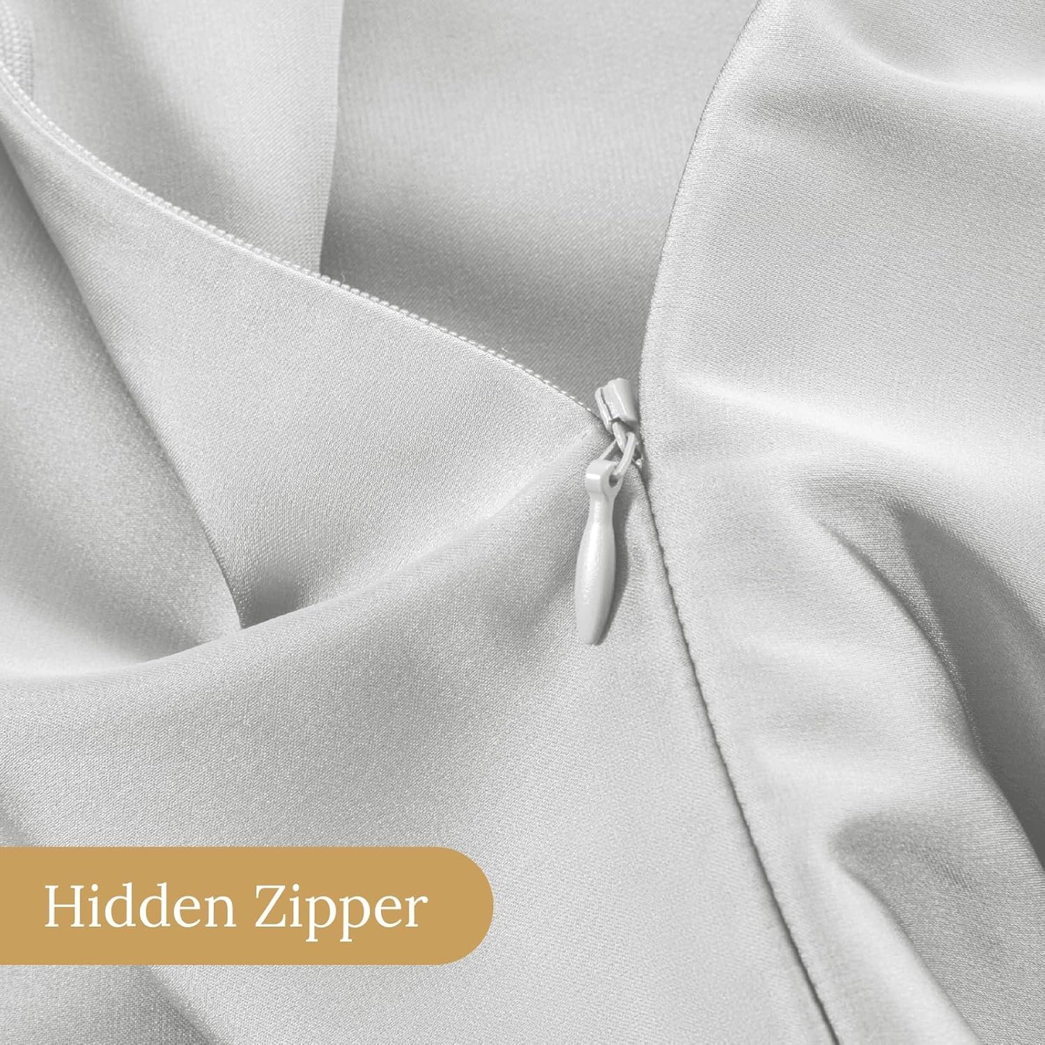 INFIIXSO Mulberry Silk Pillowcase for Hair and Skin, Silk Pillow Cases Standard Size with Hidden Zipper 20x26 Inches, Ultra Smooth and Soft Cooling Pillow Cases for Hot Sleepers(Light Grey, 1 Pack) - Image 6