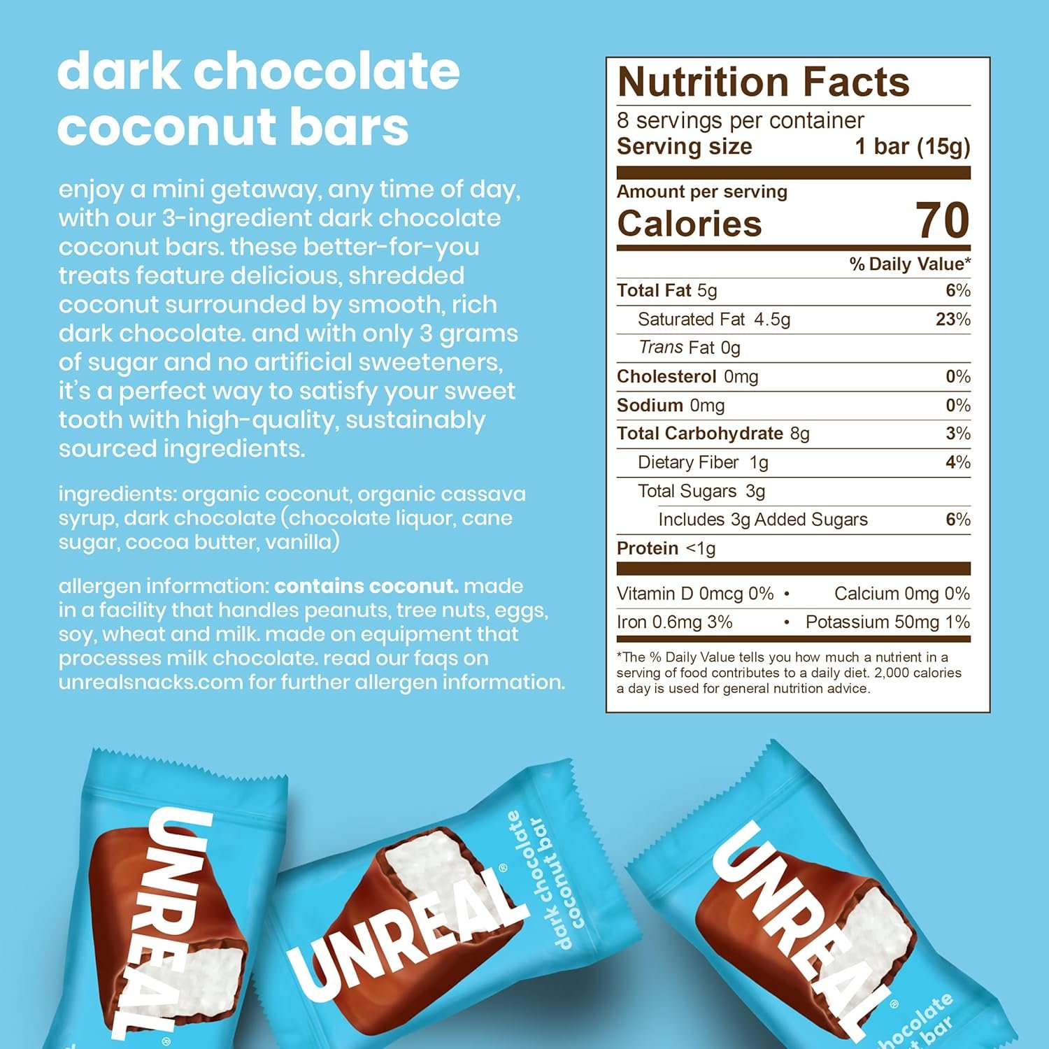 Unreal Choc Drk Ccnt Bar Bag 4.2 OZ - Image 3