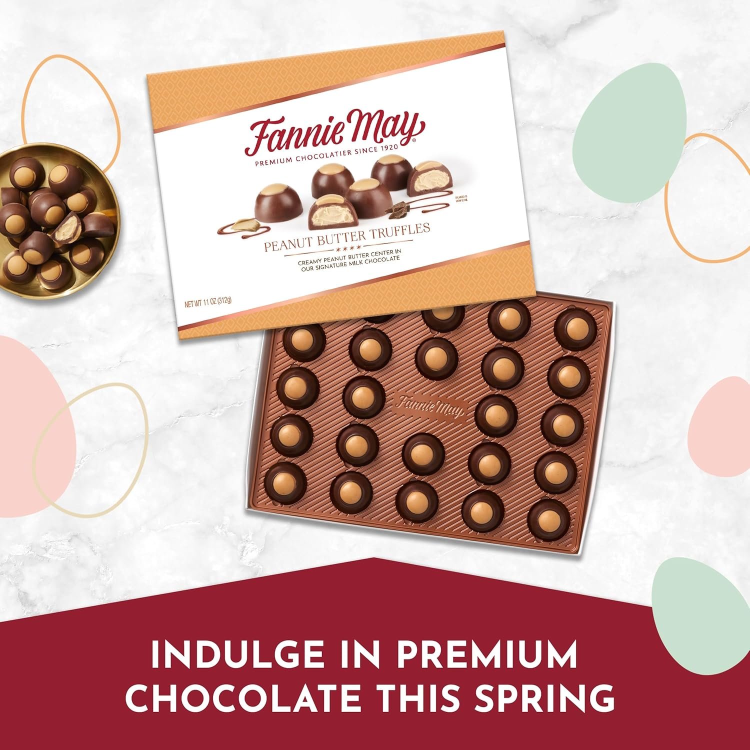 Fannie May, Milk Chocolate Candy, Peanut Butter Truffles, Gift Box, 11 oz - Image 3