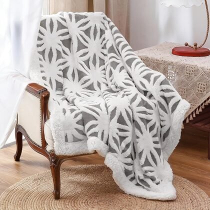 LOMAO Sherpa Fleece Blanket for Mom Cozy Soft Throw Blanket for Women Men Easter Gifts Dual Sided Couch Sofa Bed Blanket (Grey,51x63)