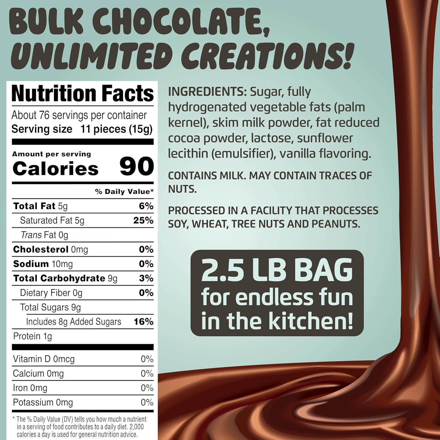 Chocolate Works Milk Chocolate Melting Chocolate Wafers, 2.5lb (Pack of 1) - Image 2