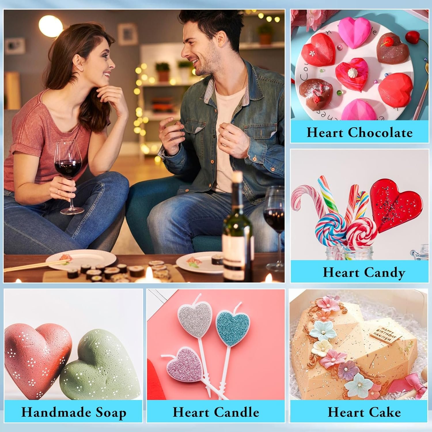 34Pcs Valentine's Day Heart Silicone Molds, Sublaga Breakable Heart Mold Set for Chocolate, Letter Mold and Number Chocolate Molds for Valentine Candy Making - Image 3