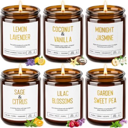 Candles for Home Scented - 42oz Soy Wax Candles Non Toxic, Spring Scented Candles with Lavender, Coconut, Jasmine, Sage, Lilac Blossoms, Sweet Pea - Candle Gift Set for Women, Galentines & Birthday