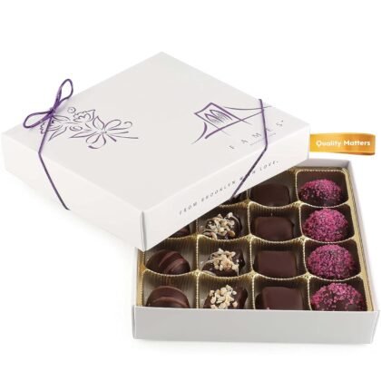 Premium Chocolate Gift Box for Mom – Kosher Dairy Free Candy Gifts for Mother’s Day – 16-Piece Assorted Chocolates in Elegant Packaging
