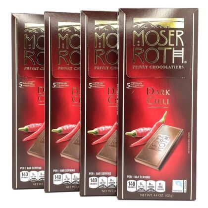 Premium Dark Chili Moser Roth Privat German Chocolate 4.4oz (125g) – Pack of 4