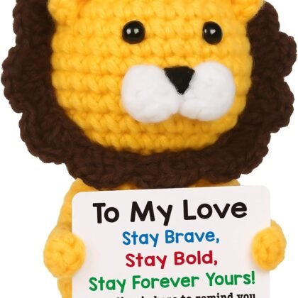 Gifts for Him Her Boyfriend Girlfriend, Romantic Presents for Couple Wife Husband Fiance fiancée, Unique Christmas Valentines Anniversary Wedding Birthday To My Love Handmade Crochet Lion Gift