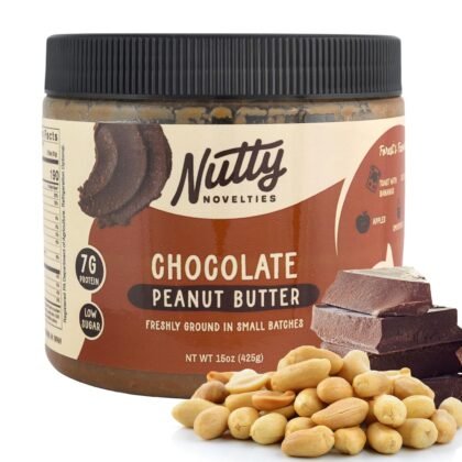 Nutty Novelties Chocolate Peanut Butter - High Protein, Healthy Peanut Butter - All-Natural Peanuts Free of Cholesterol, Preservatives & Salt - 100% Vegan - 15 Ounces
