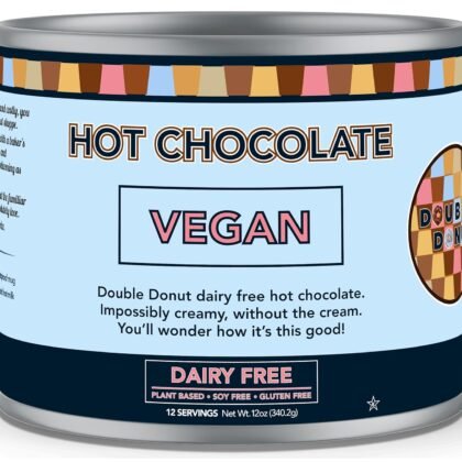 Double Donut Coffee Dairy Free Hot Chocolate Mix, Non Dairy Instant Vegan Hot Chocolate Mix, 12 Ounce