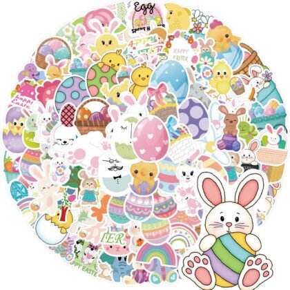 Easter Stickers, 100 Pcs Cute Easter Stickers for Kids, Water Bottle Stickers Waterproof Vinyl Phone Skateboard Laptop Stickers, Aesthetic Sticker Packs for Girls Teens