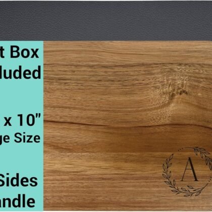 Personalized Cutting Board, 16 x 11" Monogram Initials Solid Wood Cutting Board with Gift Box, Thick & Large Size, Perfect Bridal Shower, Wedding, Housewarming, Anniversary, Birthday, Mom Gift(A)