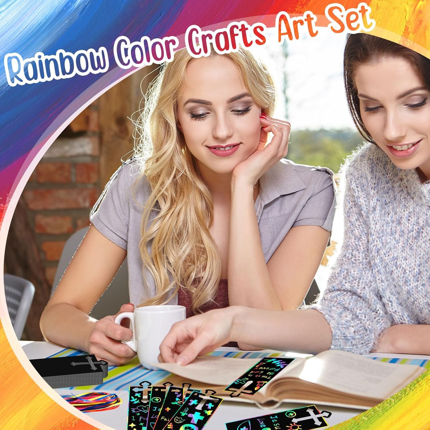 Eersida 100 Pcs Christian Cross Scratch Cards Cross Ornaments DIY Bookmarks Paper Cards Rainbow Color Craft Kit Scratch Off Paper Religious Party Favors Easter Baptism Birthday Gifts Church Decor - Image 7