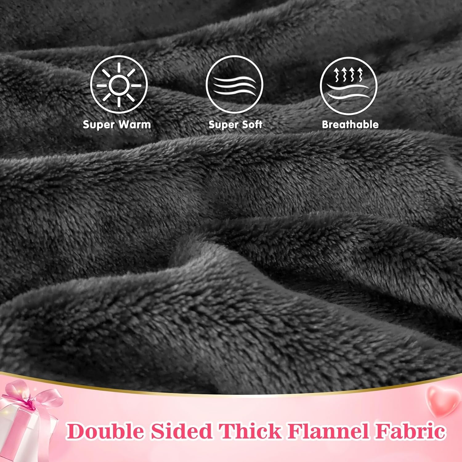 Waitu Wearable Blanket Sweatshirt Gifts for Women and Men, Warm and Cozy Giant Blanket Hoodie, Thick Flannel Blanket with Sleeves and Giant Pocket - Dark Gray - Image 4
