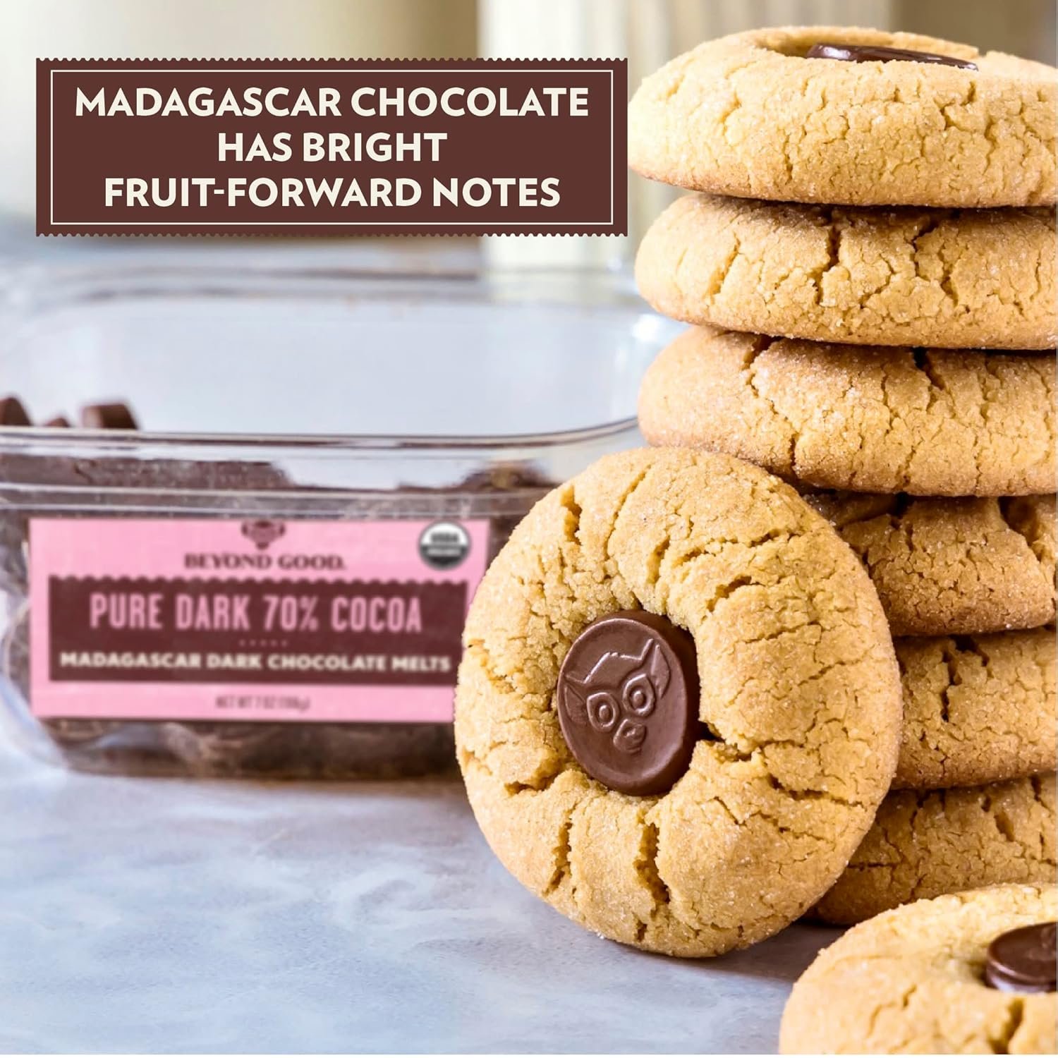 Beyond Good Chocolate | 70% Pure Dark Chocolate Melts, 7oz Pack | USDA Organic, Direct Trade, Vegan, Kosher, Non-GMO | Single Origin Uganda Chocolate Perfect for Snacking or Baking - Image 3