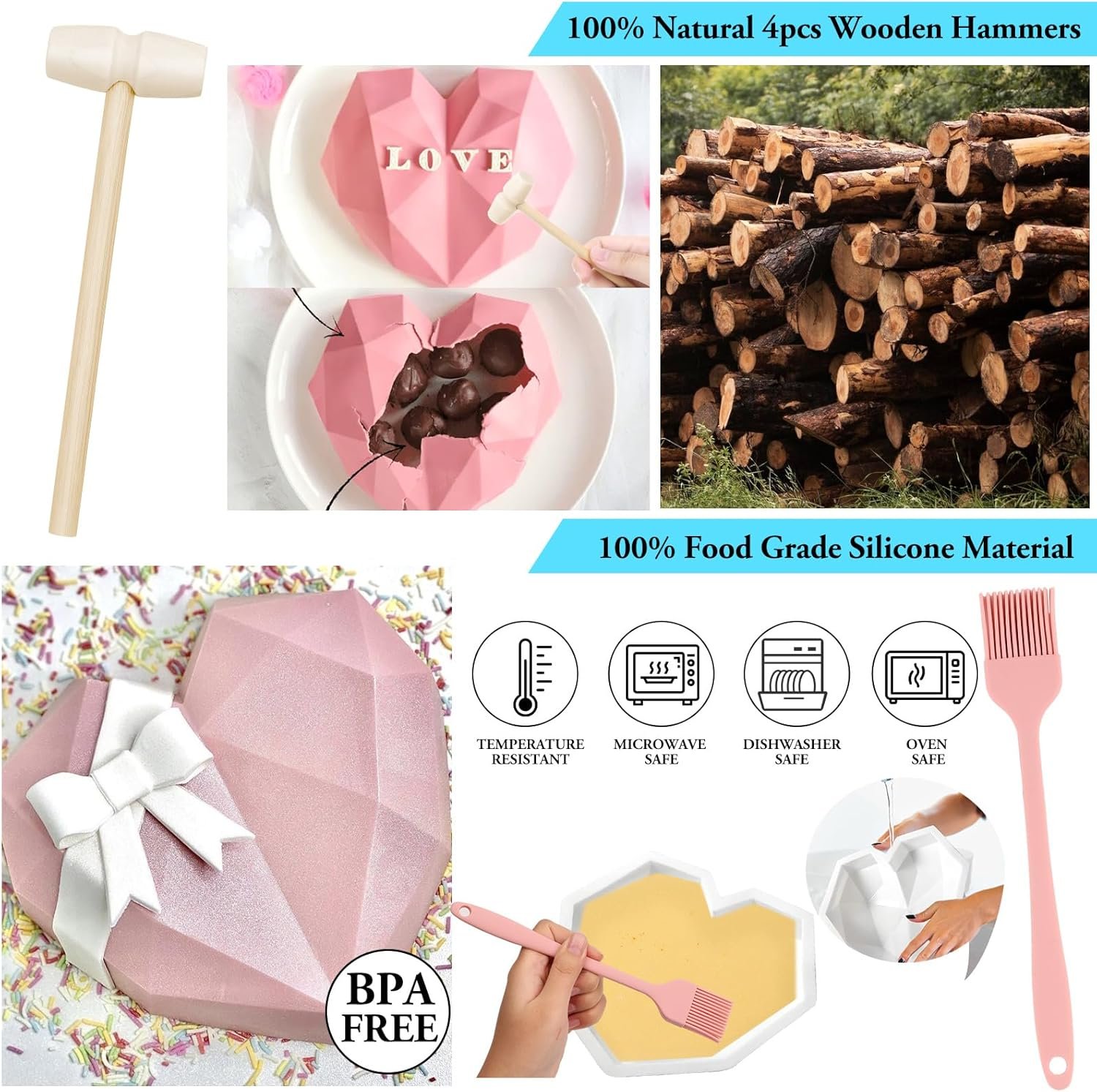 34Pcs Valentine's Day Heart Silicone Molds, Sublaga Breakable Heart Mold Set for Chocolate, Letter Mold and Number Chocolate Molds for Valentine Candy Making - Image 7