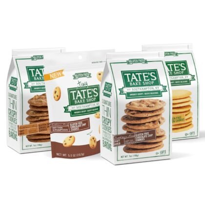 Tate's Bake Shop Gluten Free Cookies Variety Pack, Lemon, Ginger Zinger, Chocolate Chip, and Tiny Chocolate Chip Cookies, 4 Bags