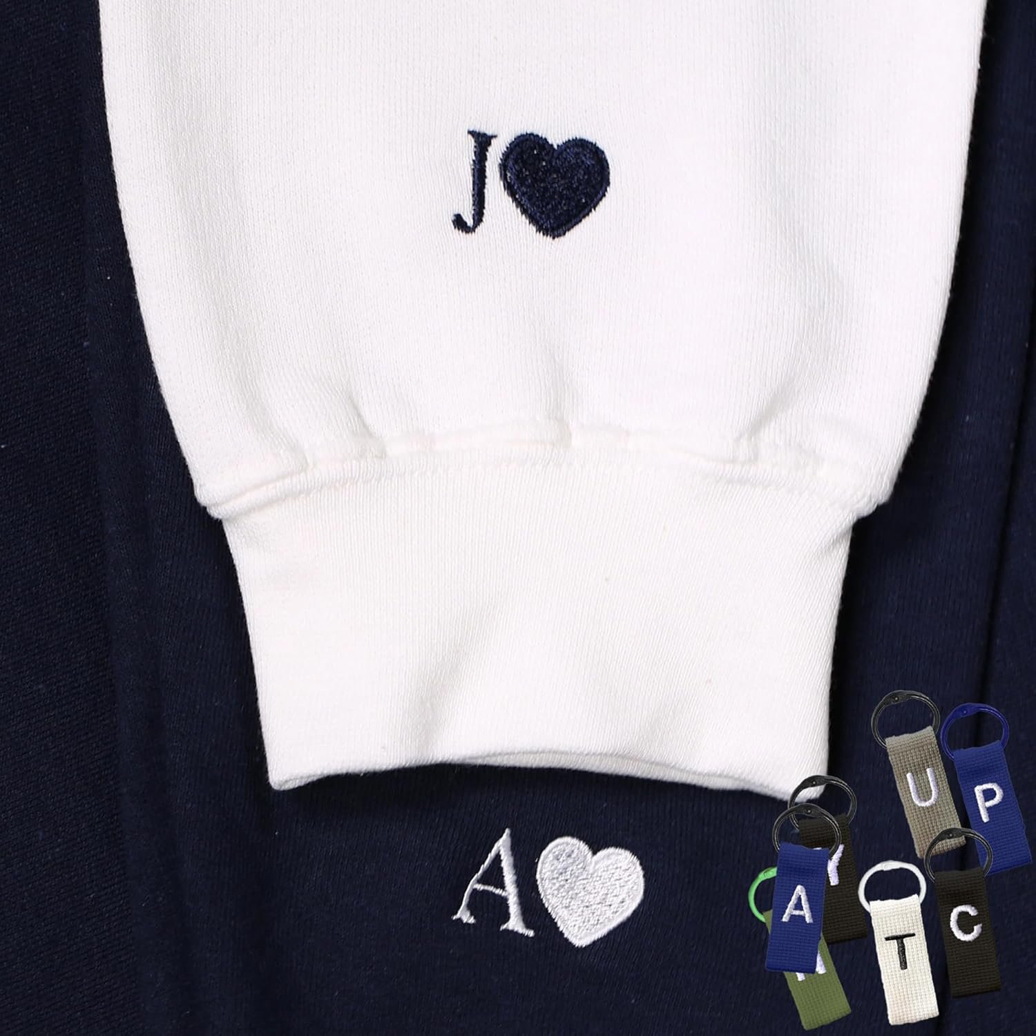GODMERCH Custom Embroidered Initial Heart Hoodie Initial On Sleeve Hoodie Matching - Image 3