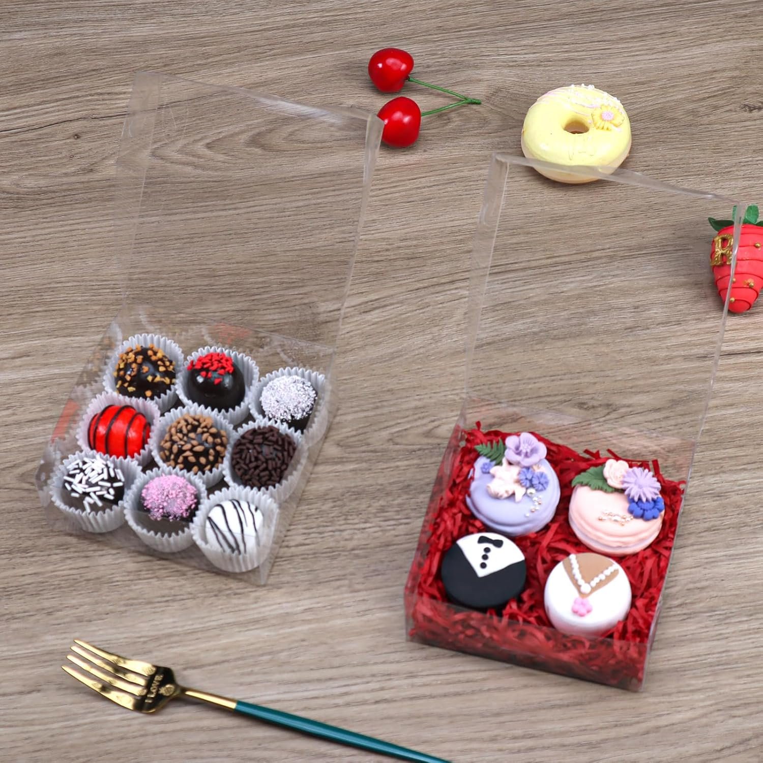 50pcs 5x5x2 Inch Bakery Boxes with Window Cookies Boxes Soap Box Chocolate Truffle boxes Macaron Boxes Gift Treat Boxes for Cake Browine pastries, Dount or gifts goodies Party Favor - Image 5