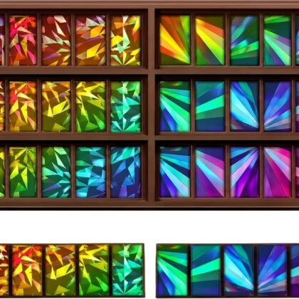 Windmill and Diamond Holographic Chocolate Bar Mold Silicone, Rainbow Light Effect Chocolate Bar Deep Thick Molds for DIY Candy Dessert Baking, Candy, Wax Melts, Cake Decoration (Rectangle)
