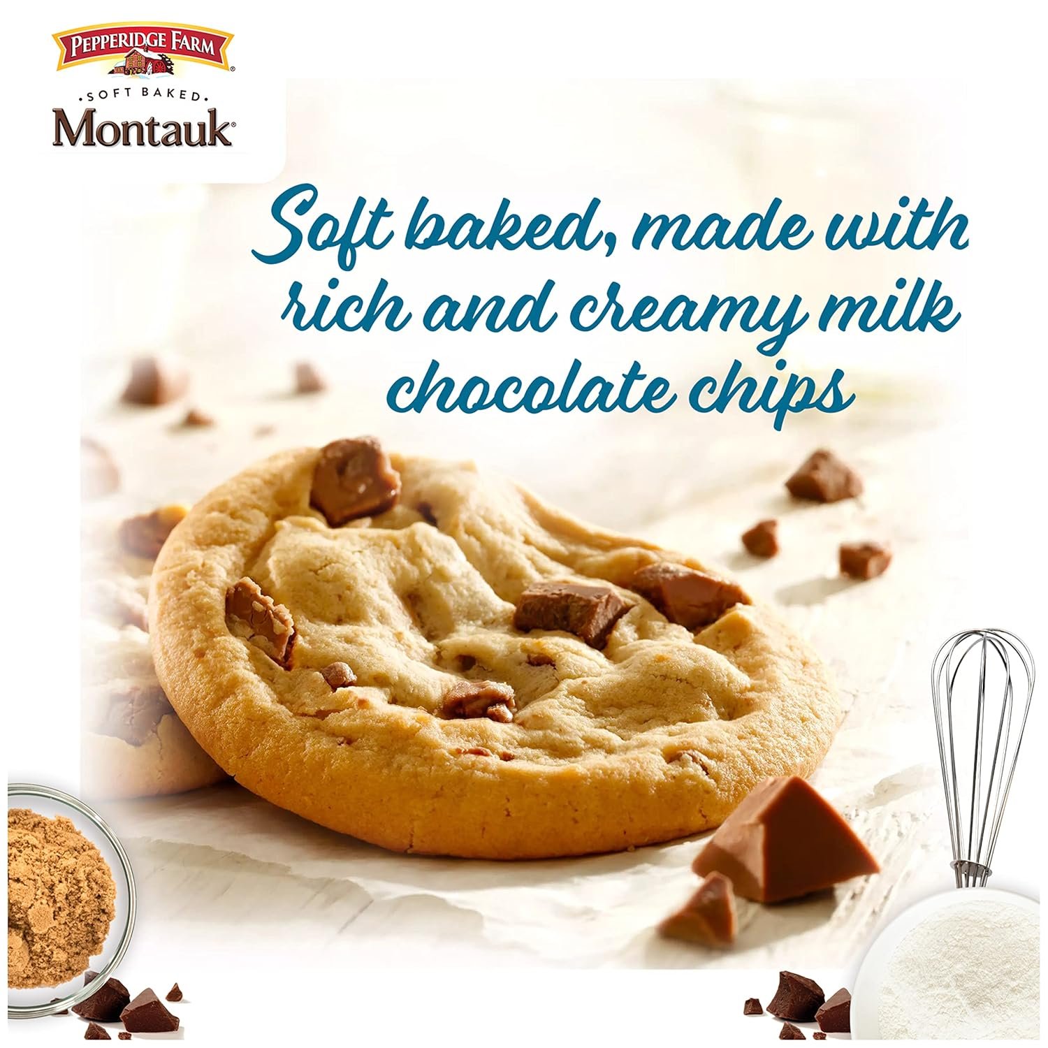 Pepperidge Farm Montauk Soft Baked Milk Chocolate Chunk Cookies, 8.6 Oz Bag (8 Cookies) - Image 4