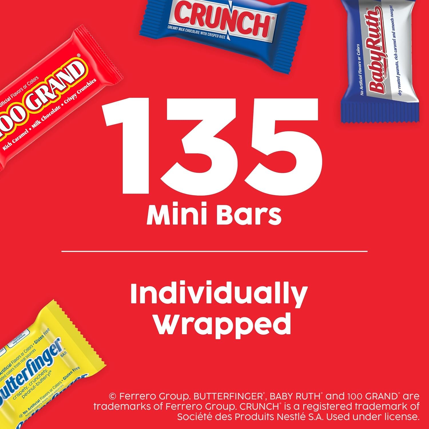 Assorted Butterfinger, Crunch, and Baby Ruth Mini Chocolates, 135 count Party Pack, 55.3 oz - Image 4