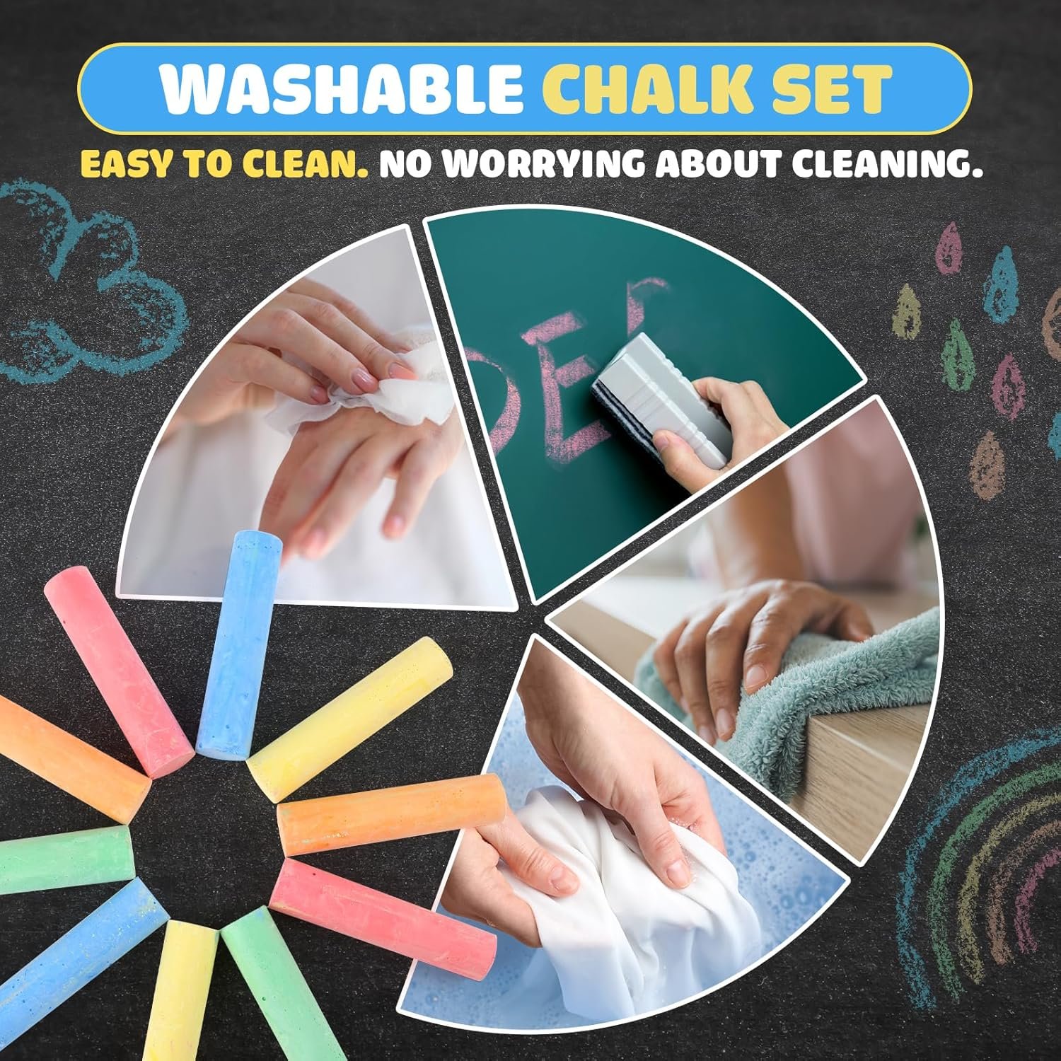 240PCS Washable Sidewalk Chalks Kids: 48 Packs in 5 Colors Sidewalk Chalk, Jumbo Chalk Set, Non-Toxic Dustless Colored Giant Box Chalkboard Chalk for Toddlers Outdoor Art, Classroom, Party Favors - Image 5