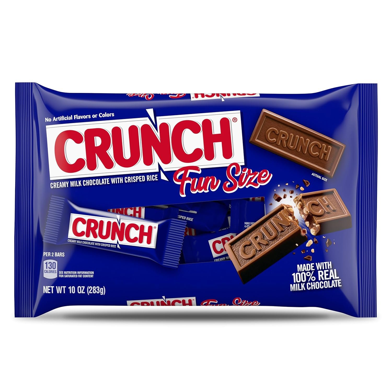 CRUNCH Fun Size Candy Bars, Creamy Milk Chocolate with Crisped Rice, Individually Wrapped Candy, Shareable Pack, 10 oz