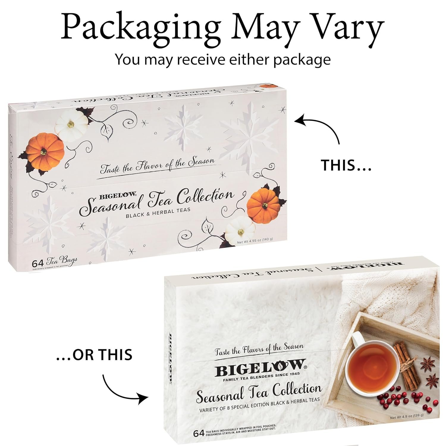 Bigelow Tea Seasonal Tea Collection, Caffeine Tea Variety Pack Gift Sampler, Holiday Tea Gift Set, 64 Count Box (Pack of 1), 64 Tea Bags Total - Image 2