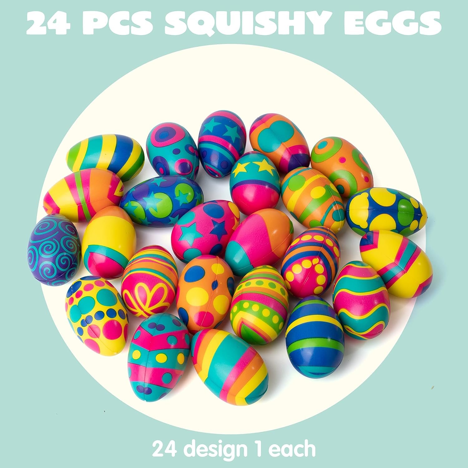 JOYIN 24 PCS Easter Eggs Colorful and Squishy Toy, Slow Rising Stress Relief Fidget Toy Squeeze Easter Eggs, Basket Stuffer, Assorted Colors, Party Favors - Image 2