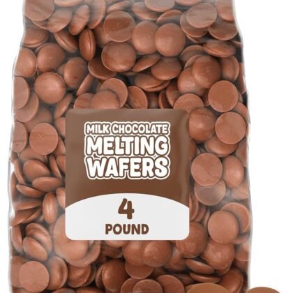 4 LB Resealable Bag Milk Chocolate Lite Cocoa Melting Wafers, Easy Melt Candy Coating Chocolate for Baking, Cake Pops, Candy Making, Dipping, Decorating, No Tempering Required, Bulk Holiday Supplies