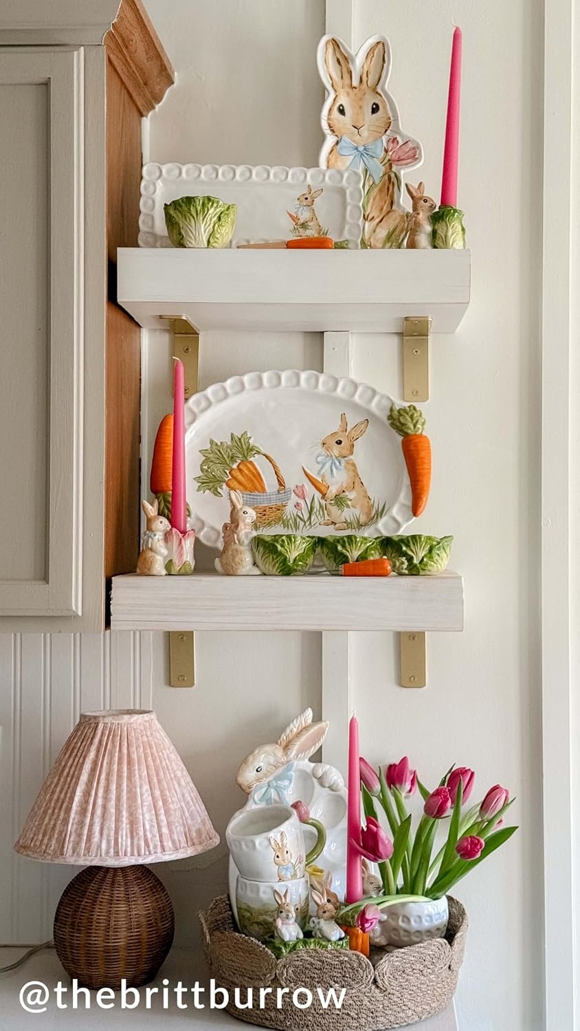 Mud Pie Stoneware Easter Bunny Mug with Figural Pink Tulip Handle - Image 5