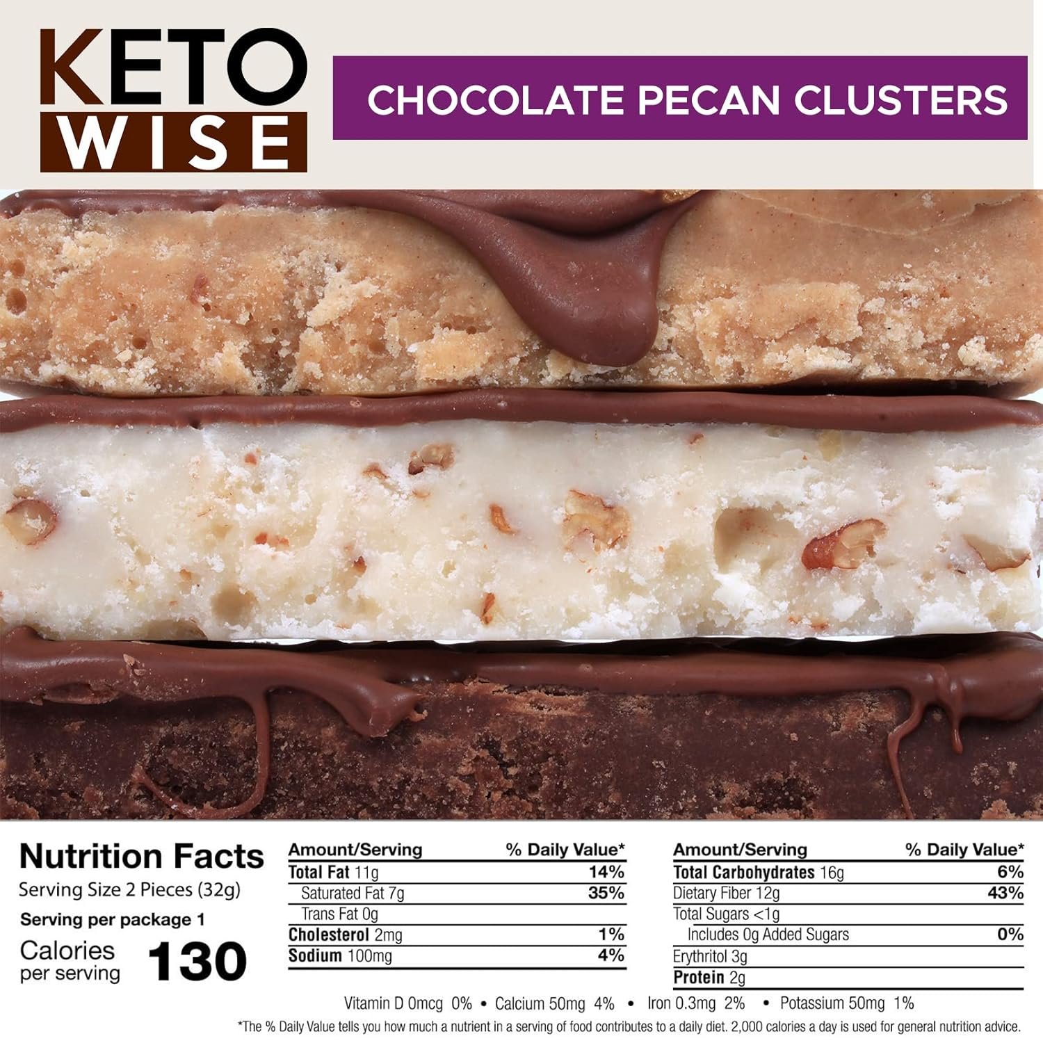 Keto Wise Fat Bombs - Chocolate Pecan Clusters - 16 packs 32g each - Image 6