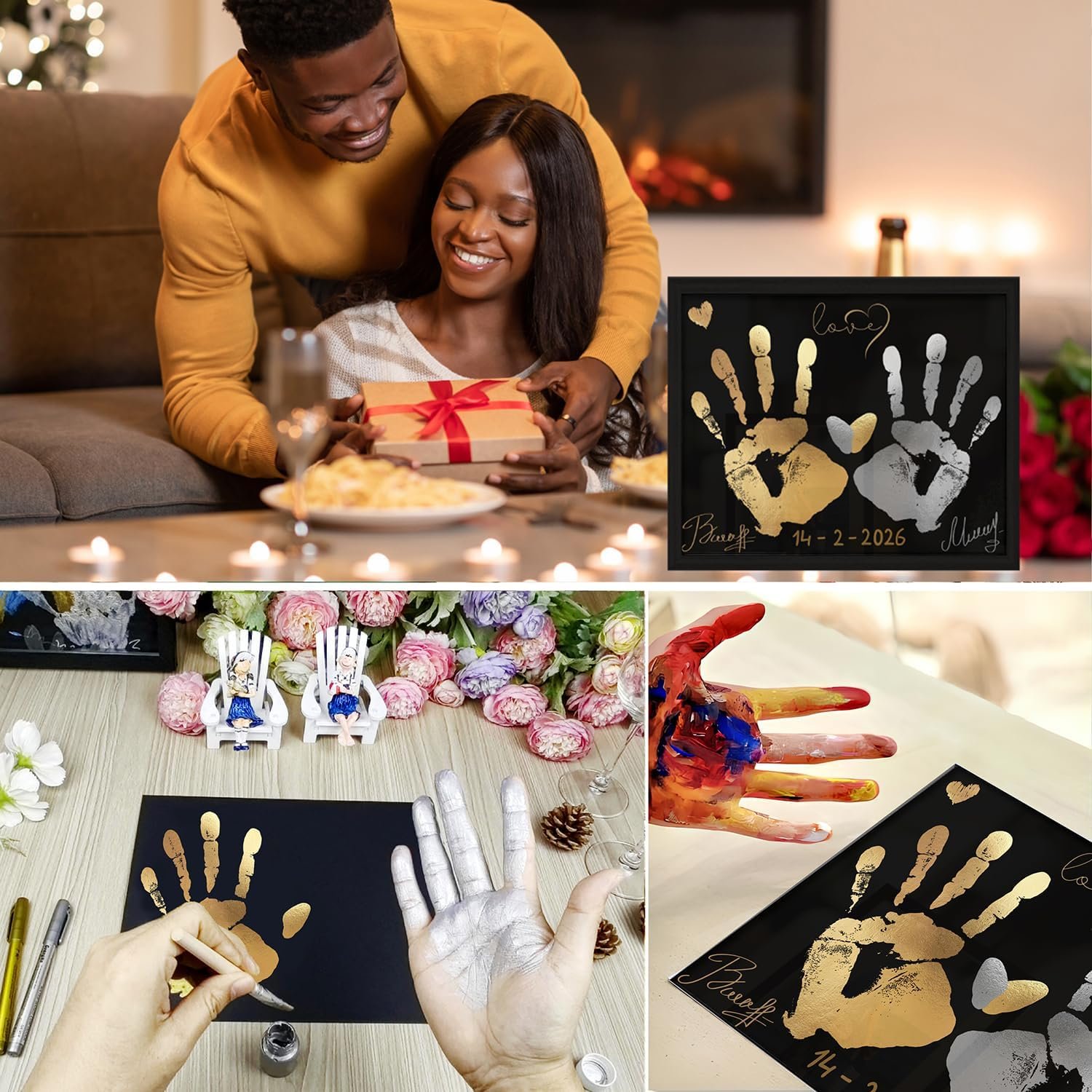 QUANWAISJ Couples Painting for Date Night,Date Night Activities,Hand Mold Kit, Paint and Sip for Adults, DIY Paint Party Favors(10"x12") - Image 2