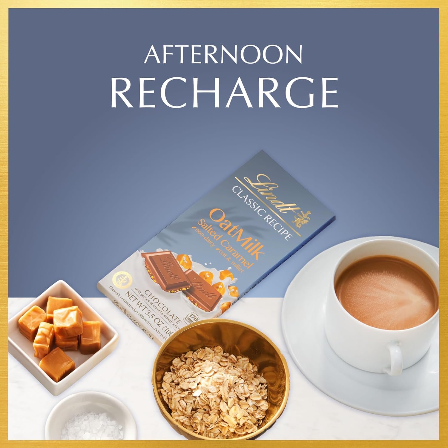 Lindt CLASSIC RECIPE Non-Dairy OatMilk Salted Caramel Chocolate Candy Bar, 10 Pack, 3.5 oz. - Image 3