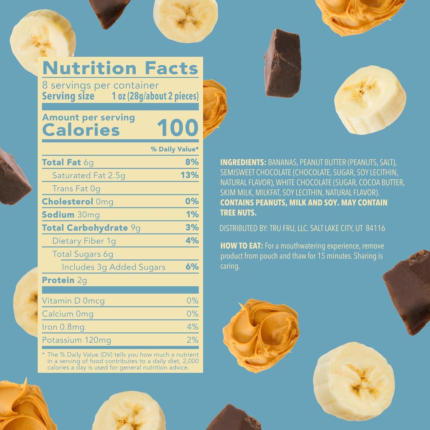 Tru Fru, Bananas Frozen Peanut Butter Dark Chocolate, 8 Ounce - Image 3