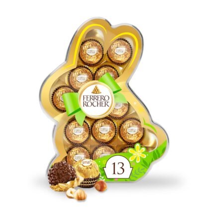 Ferrero Rocher, 13 Count, Premium Gourmet Milk Chocolate Hazelnut, Individually Wrapped Candy for Gifting in a Bunny-Shaped Box, Great Easter Gift, 5.7 oz