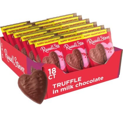 RUSSELL STOVER Valentine's Day Milk Chocolate Chocolate Truffle Heart, 1.3 oz. (Pack of 18)