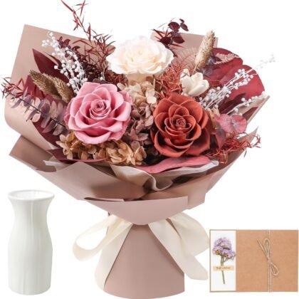 Preserved Flowers Bouquet, Real Eternal Flowers, Gifts For Women, Birthday Gifts For Mom Friends Her Girlfriend Sister, Valentine (Caramel)