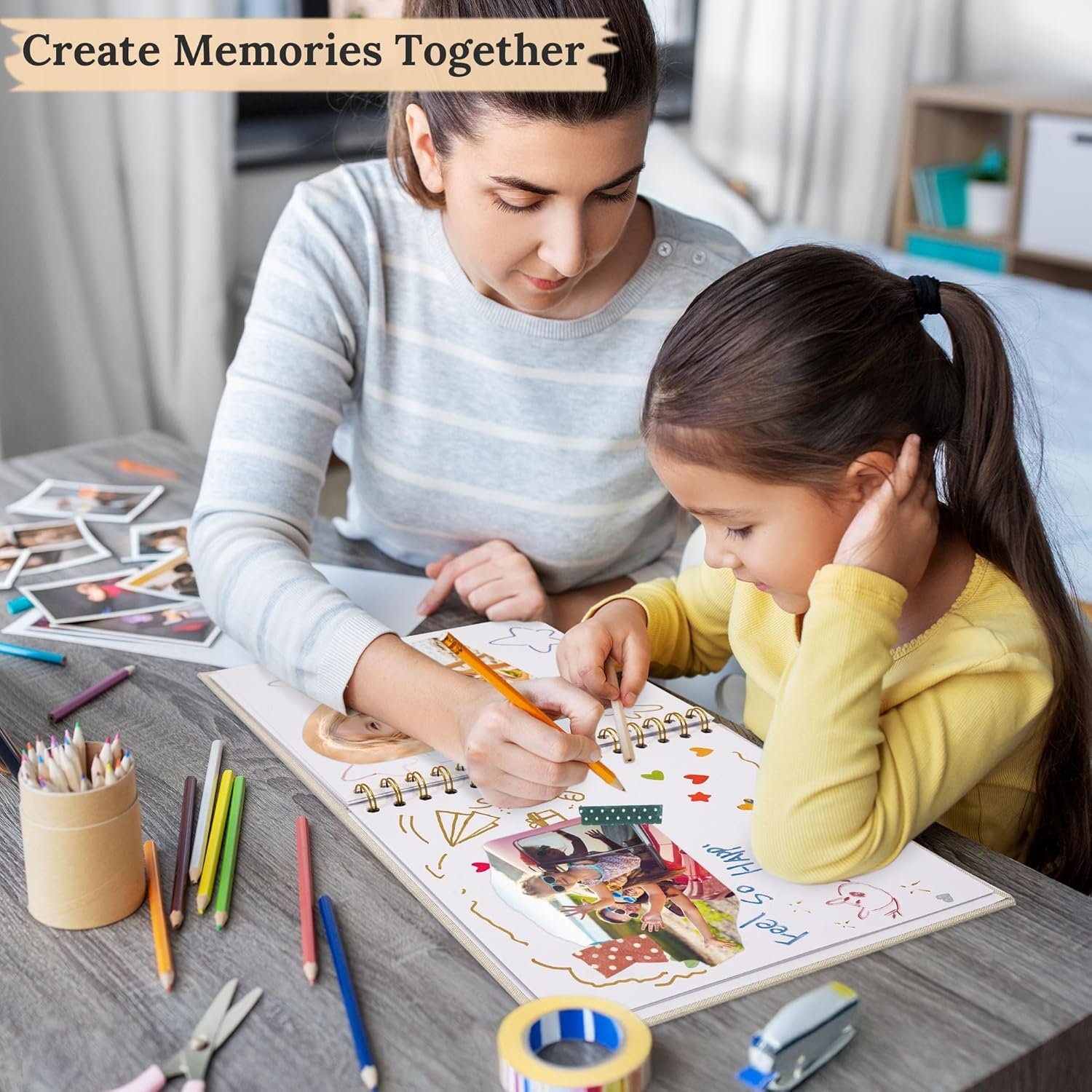 8 x 8 Inch Scrapbook Photo Album Linen Cover, Hardcover Kraft White Pages Memory Book, for Travel Wedding Guest Book Christmas Baby Shower (20 Sheets/ 40 Pages,Beige) - Image 8