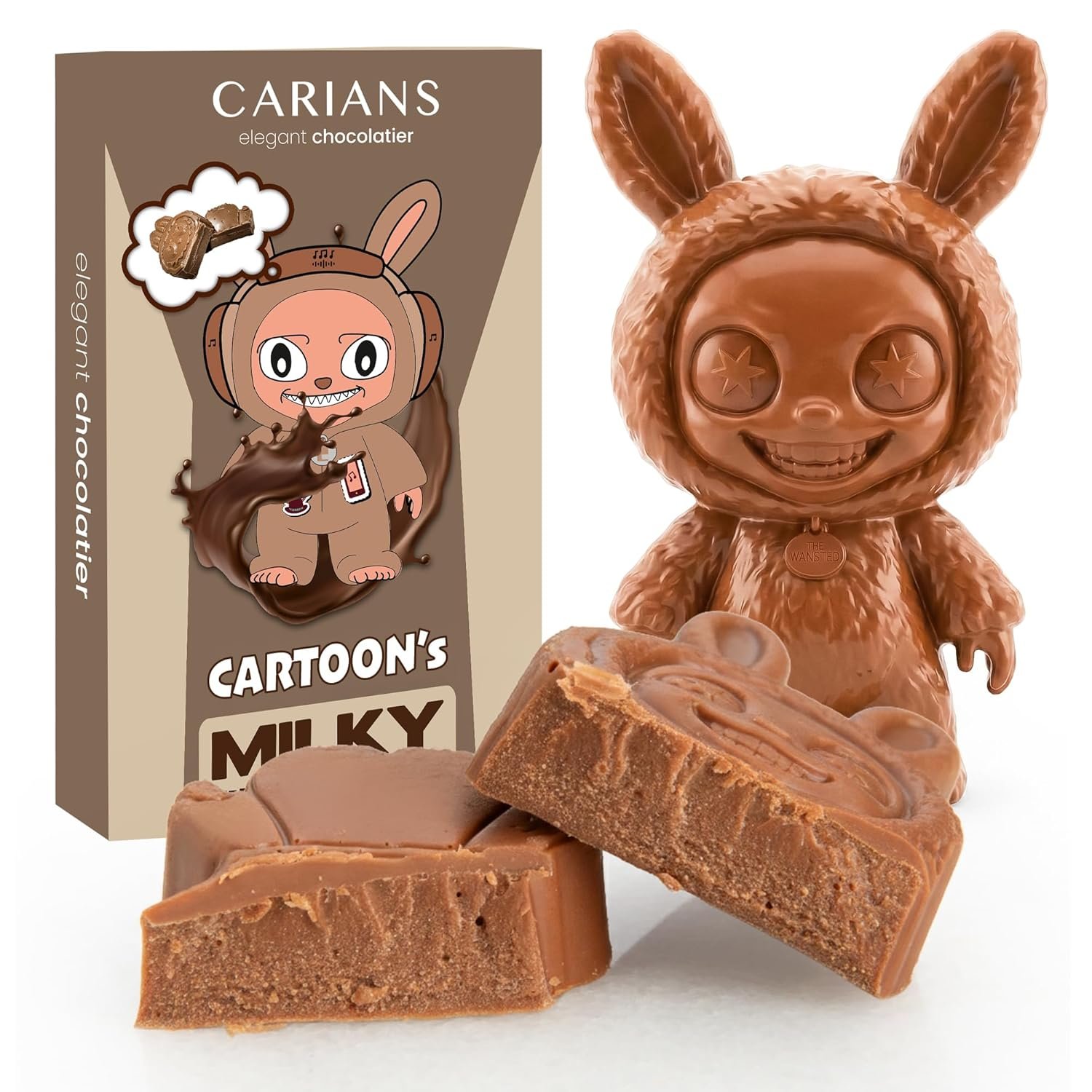CARIANS Cartoon's Nutella Filling Milky Chocolate Bar, Valentine’s Day Belgian Taste Elegant Chocolatier, Great for Gift Giving, Anniversary