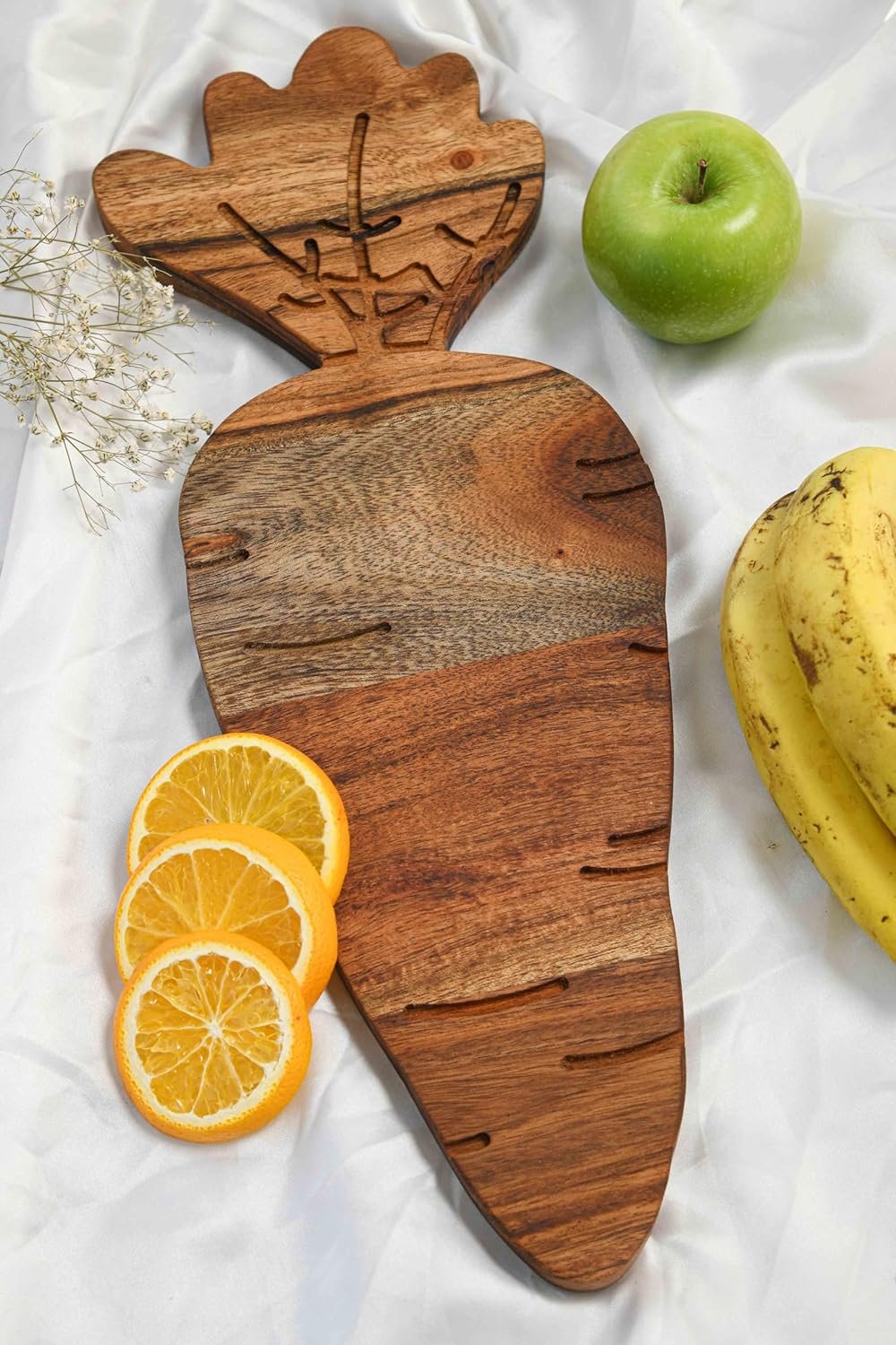 Affinity Decor Carrot Shaped Wood Serving Board, Organic Wood Cutting Board for Kitchen, Wooden Charcuterie Boards, Funny Easter Serving Platter for Cheese and Food, 16.2" x 6.1" - Image 2