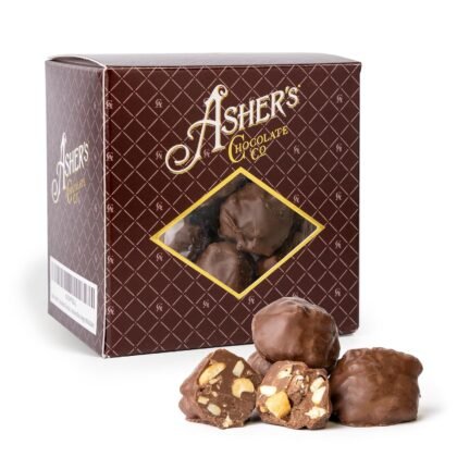 Asher's Chocolates, Sugar Free Milk Chocolate Cashew Clusters, Diabetic Friendly, Giftable Box Design, Small Batches of Kosher Chocolate, Family Owned Since 1892 (Sugar Free, 8oz)