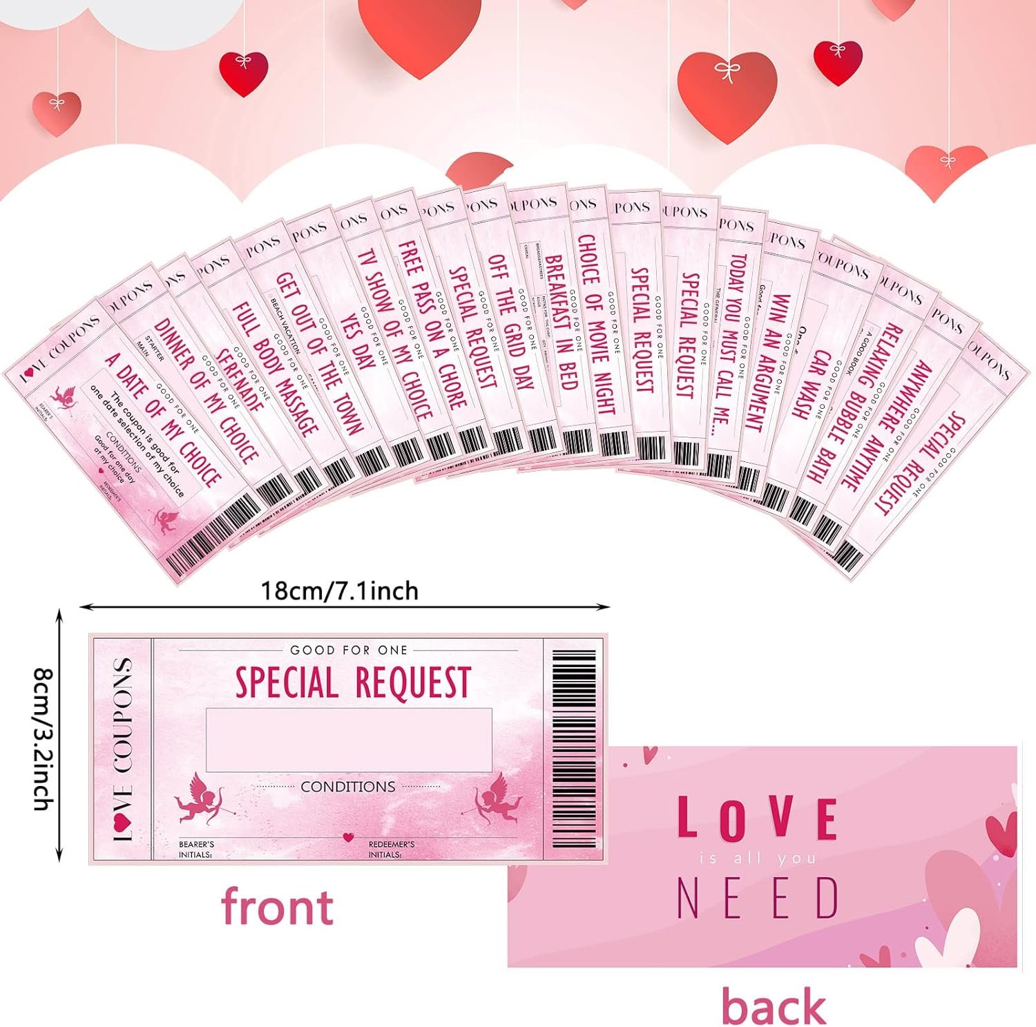 Dianelhall 20 Pcs Love Coupons for Him or Her Valentine's Couples Coupons Book Romantic Gift I Owe You Cards Sweetest Gifts for Valentines, Birthdays, Anniversary, Husband Boyfriend Girlfriend - Image 2